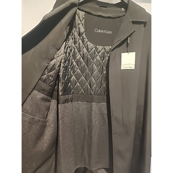 CALVIN KLEIN 58R Big & Tall Mens overcoat rain coat jacket black water resistant - Picture 5 of 12